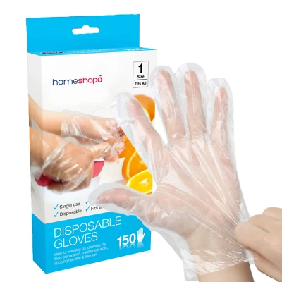 DLUX DISPOSABLE POLYTHENE FOOD GLOVES 300 - 1000 Strong Disposable Plastic Polythene Gloves Catering Mechanics Butcher