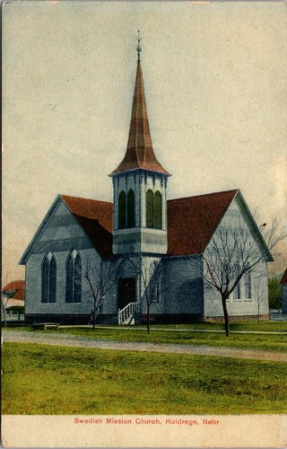 c1907 Holdrege, NE, Swedish Mission Church, antique postcard, unique - Picture 2 of 3