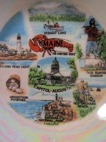 Old Orchard Beach Maine Souvenir Ceramic Ashtray Lobster Acadia Lighthouse - Picture 4 of 7