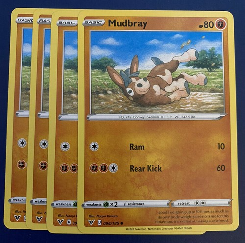 Pokemon - 4x Mudbray - 096/185  - Vivid Voltage - NM/M - New - Picture 1 of 1