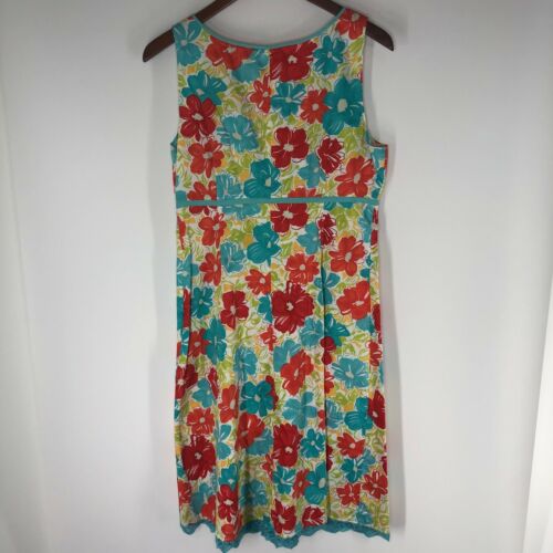 Bandolino Loud Floral Sleeveless V-Neck Cotton Red Turquoise Sheath Dress NWT 8 - Picture 3 of 8