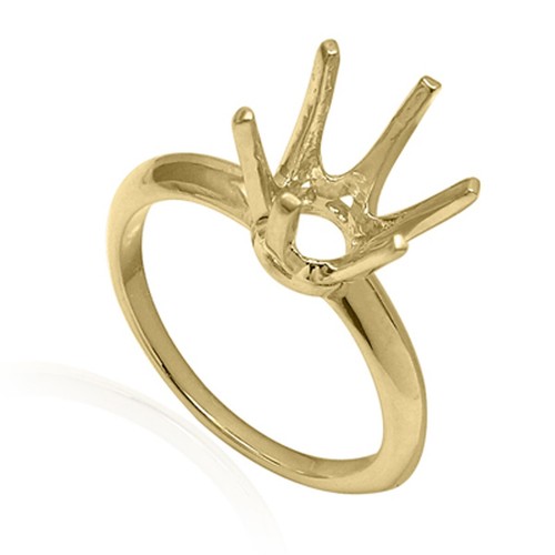 14K massives Gelbgold sechs Krappen Messer Schneide Ring Befestigung #R1788...