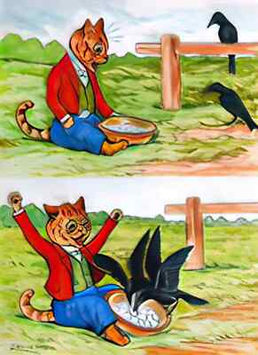 Louis Wain photo A4 two naughty crows