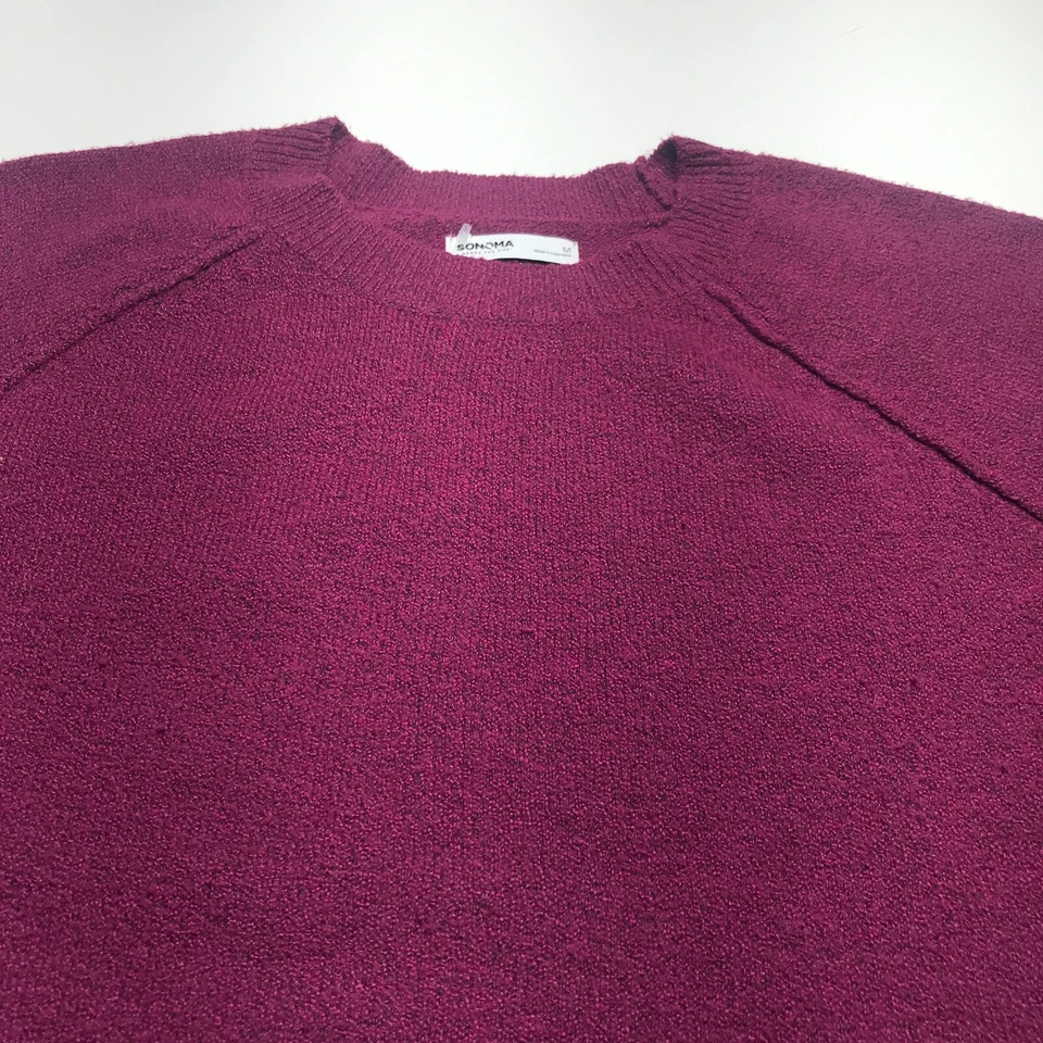 Suéter Sonoma Tejido Mujer Talla Mediana Manga Larga Raglán Súper Suave Borgoña Foto 3 de 4