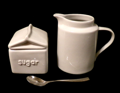 Wudkey 3 Piece White With Blue Flower Ceramic 10.1 Fl. Oz. Sugar And Creamer Set, With Cream Pitcher, Sugar Bowl Lid And Spoon BN3T68_2