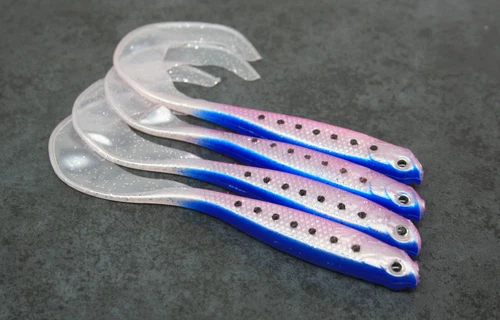 Soft Plastic Minnow X4, 12cm, Curly Tail, Soft Lure, Shad, Grub, 4.7 Inch