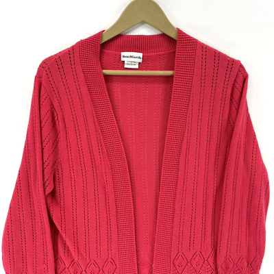 Bon Worth Women's Light Duster Knit Sweater Open Cardigan Hot Pink