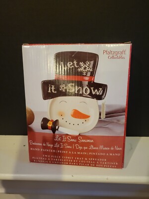 Pfaltzgraff Collectibles Let it Snow Snowman Tidbit Tray & Spreader