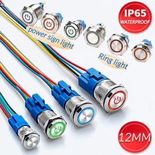 3-24V 12mm Metal Waterproof Push Button Switch Momentary Mini Switch On/Off