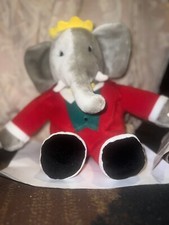 Vintage Gund Babar the Elephant Plush 1988 Macys 14  Stuffed Animal Red Suit
