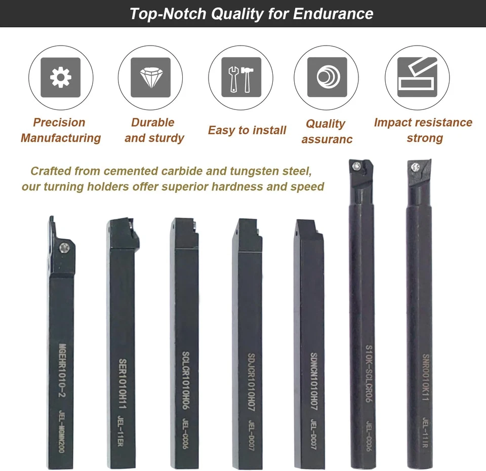 21 Pezzi Tornio Carburo Utensile per Tornitura Utensili 10Mm Tornio CNC Set CNC  - Immagine 2 di 4
