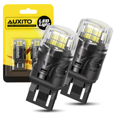 2x 7443 7440 LED White Flash Strobe Blinking Brake Stop Tail Parking Light Bulbs