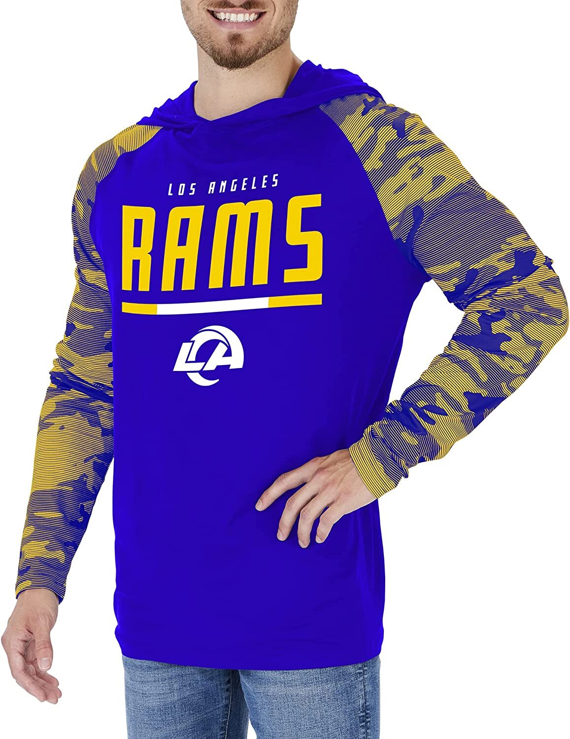 Мужская легкая толстовка с капюшоном Zubaz Las Angeles Rams NFL с рукавами командного камуфляжа