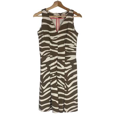 Banana Republic Womens White Brown Zebra Sleeveless Fit And Flare Dress  Size 4 | eBay