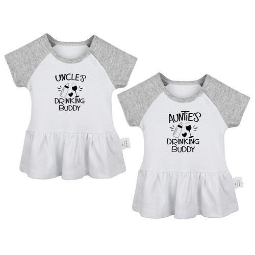 2PCS, Uncle's & Auntie's Drinking Buddies Funny Infant Baby Girls Princess Dress - Picture 16 of 21