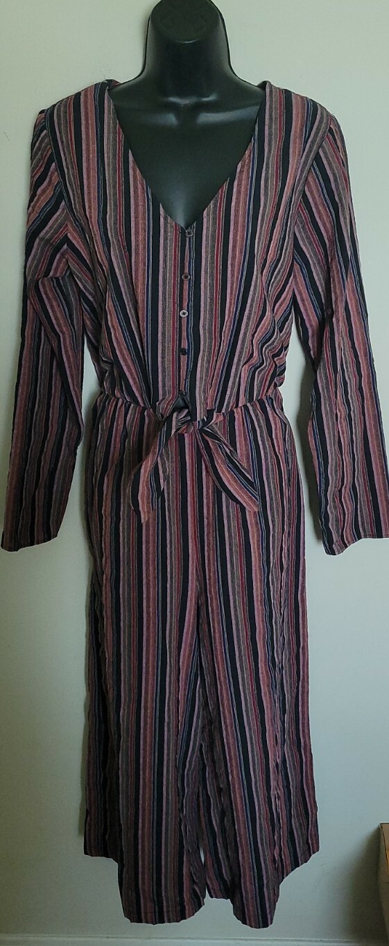 Universal Thread Striped Jumpersuit Size Medium E… - image 1