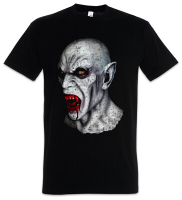 Vampire Head Herren T-Shirt Graf Vampir Blut True Gebiss Zähne Dracula Biss Bite