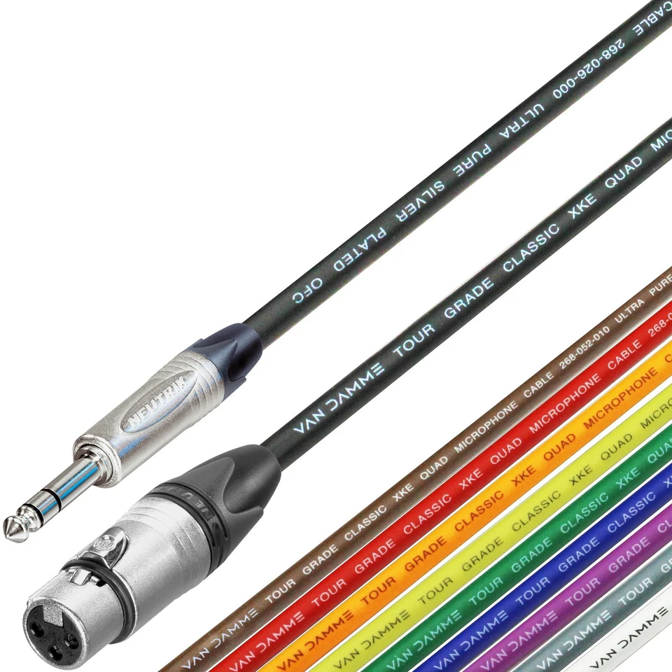 Van Damme Starquad Female XLR to TRS Jack 1/4" Cable Neutrik Balanced Lead NS