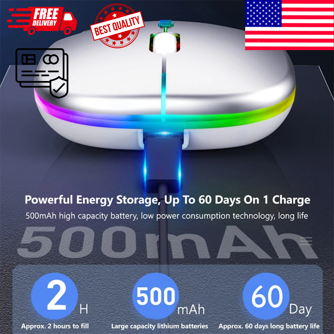 Wireless Rechargeable RGB Optical USB 2.4GHz Mouse for Laptops-image