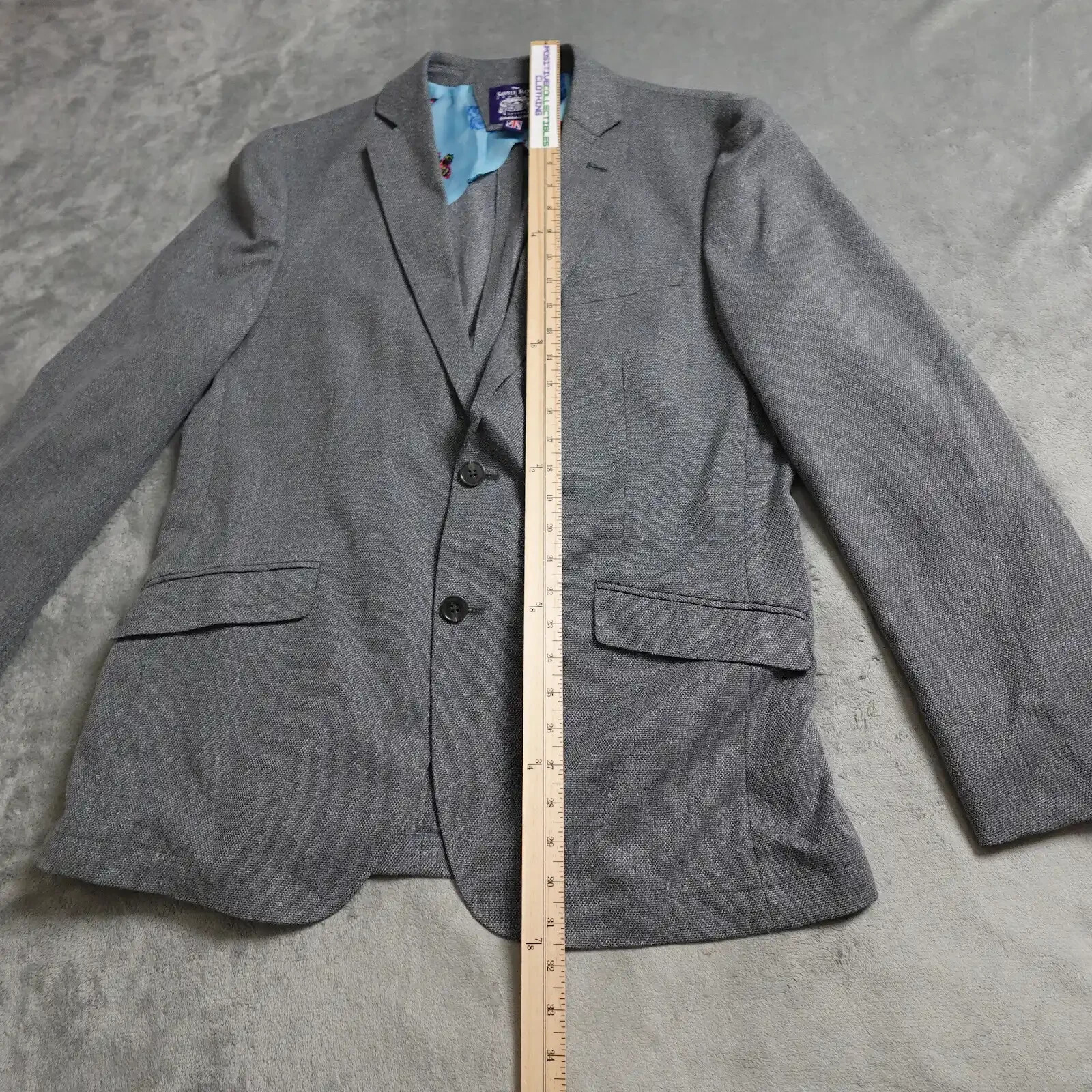 Savile Fila Tuta Giacca Blazer Uomo Taglia 42R Grigio Shoreditch Monopetto