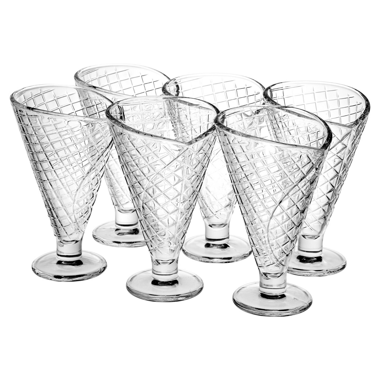 6 x 250ml Queensway Ice Cream Glasses Fancy Dinner Event Cone Shaped