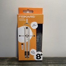 Fiskars Metal Protractor  Compass Set, Gray, 12 inch with Lead Refills, NEW