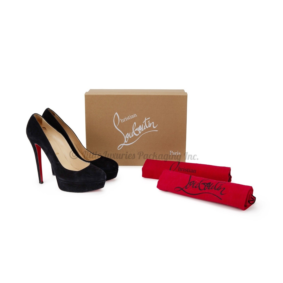 Authentic Christian Louboutin Bianca Black Suede Platform High