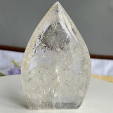 217G Natural White Crystal Obelisk Transparent Quartz Energy Column Reiki