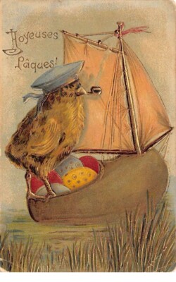Easter - No. 69017 - Happy Easter - Chick smoking pipe on a boat -