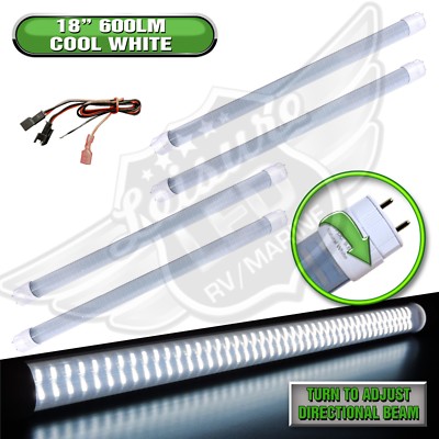 4PC 12V DC RV Marine F15T8 LED Tube Light 9W 18''(17-3/4'' pin to pin) CW 600 lm