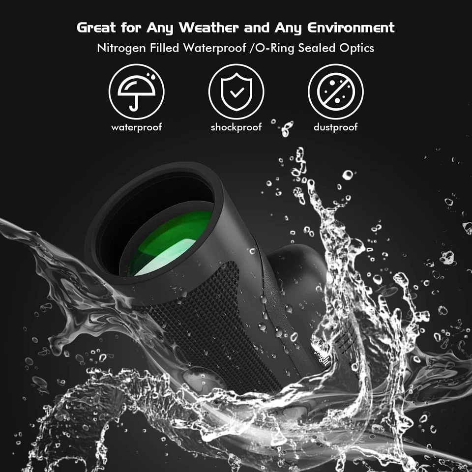 Monokular 12x Zoom mit Nachtsicht Fernrohr Erwachsene mit BAK4 HD FMC Jagd B1210 - Bild 3 von 4