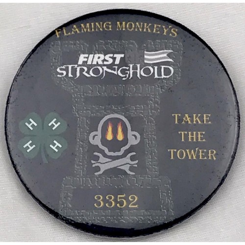 FRC First Stronghold 4H Flaming Monkeys Team 3352 Pin Button Pinback Collectible
