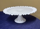 Vintage Fenton Art Olde Virginia Thumbprint Milk Glass Wedding Cake Stand 1940’s