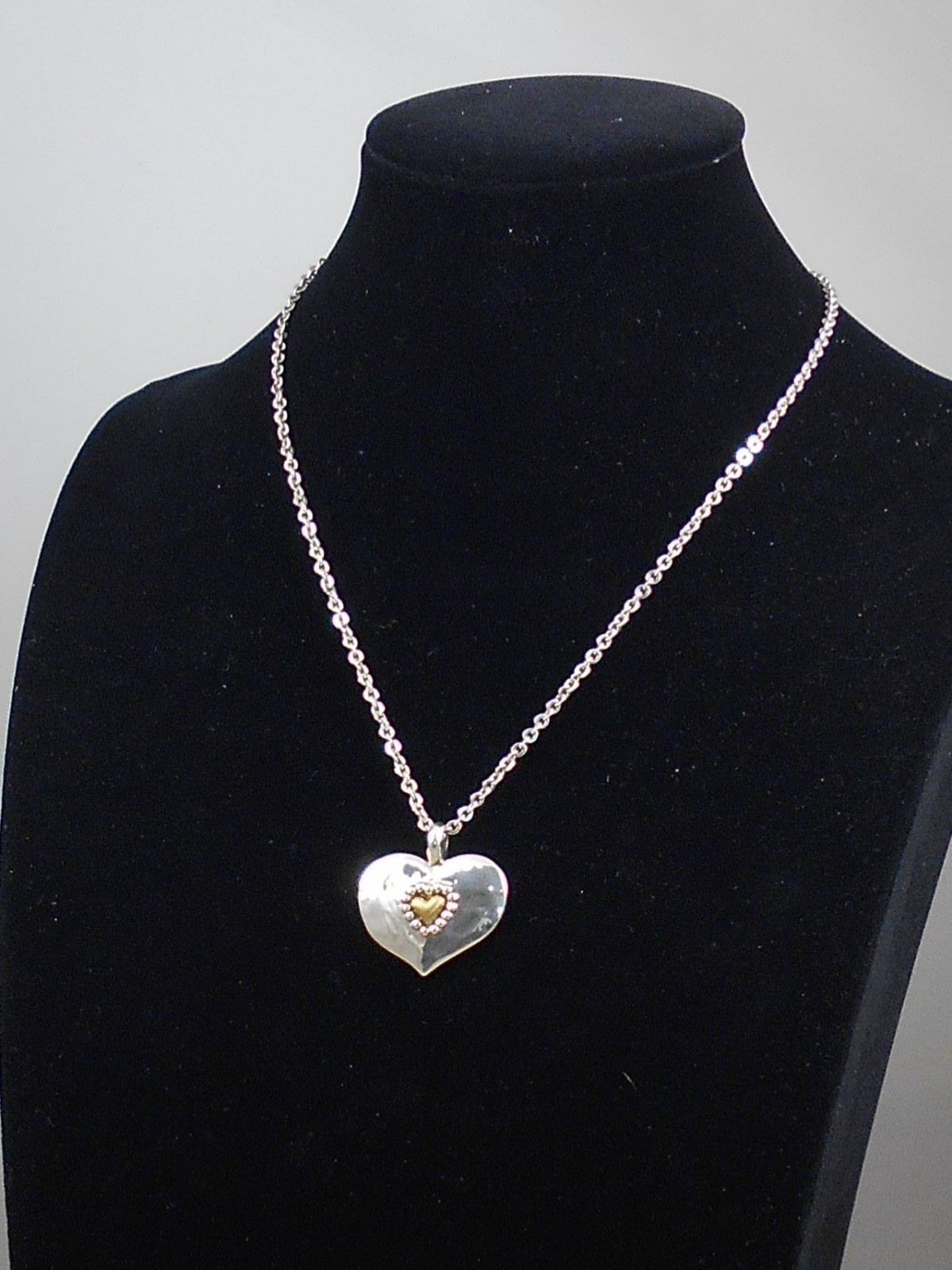 Brighton Silver Plated 2 Tone LOVE BEYOND WORDS Heart Pendant Necklace ...
