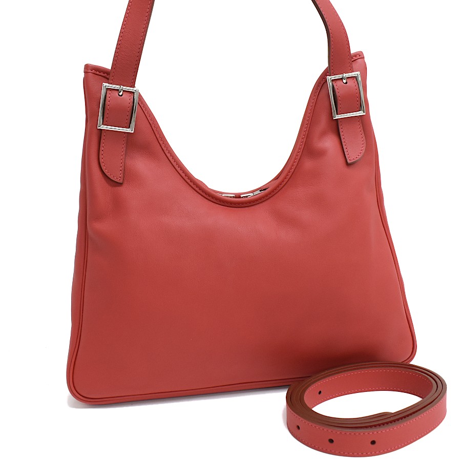 HERMES Massai Cut 32 Shoulder Bag Hand Bag Red Leather b50 T01W