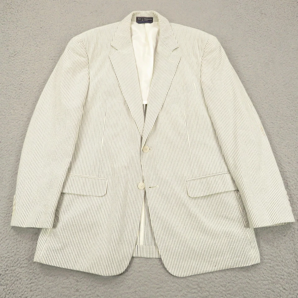 Traje Haspel 42R Seersucker Algodón Azul Deportivo Abrigo Chaqueta 36x32 Pantalones Pantalones Foto 3 de 4