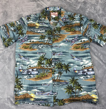 WW2 Bomber Planes Hawaiian Men's Shirt XLG Pearl Harbor RJC USA Made VTG
