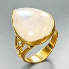Handmade 24 ct+ Natural Moonstone Ring 925 Sterling Silver Size 8 /R469208