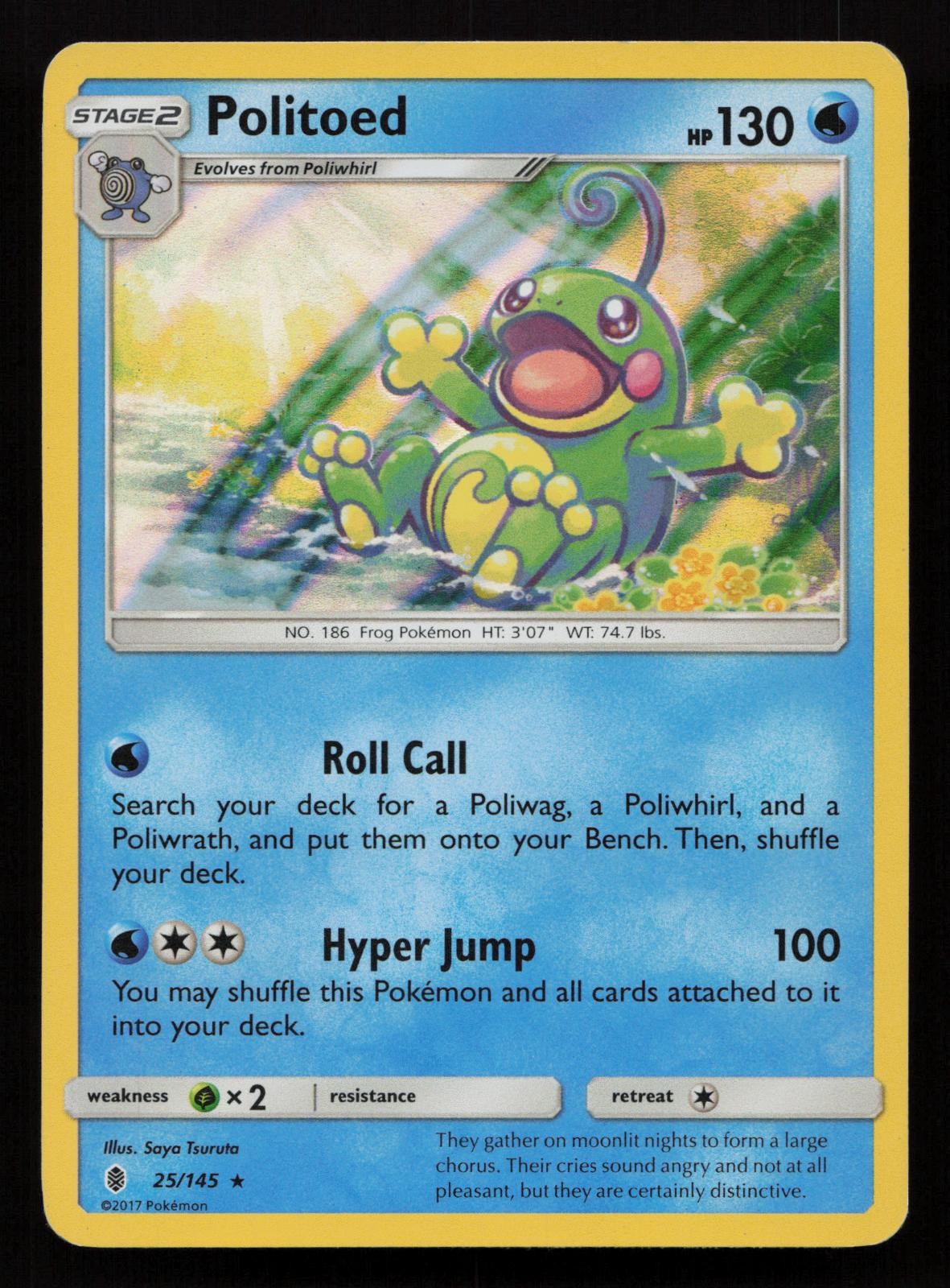 Politoed 25/145 Holo Rare Guardians Rising Pokemon LP