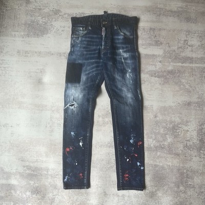 Dsquared2 Jeans 44 Distressed Paint Splatter Zip Fly Italy Designer 30x29