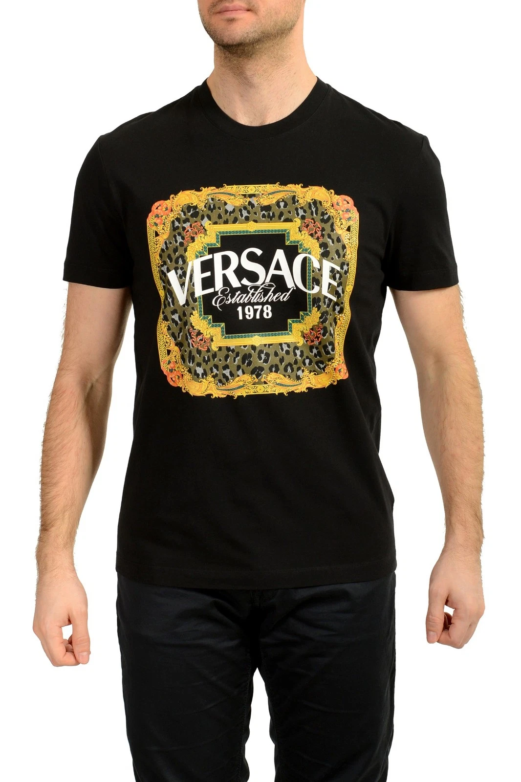 Versace — Versace Men's Logo Print Embellishment Crewneck T-Shirt US XL IT 54