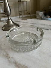 Vintage Glass Ashtray Round 6” Heavy Ash Tray Movie Prop