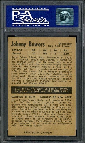 Parkhurst #65 1954 Johnny Bowers - PSA 7 - Imagen 2 de 2