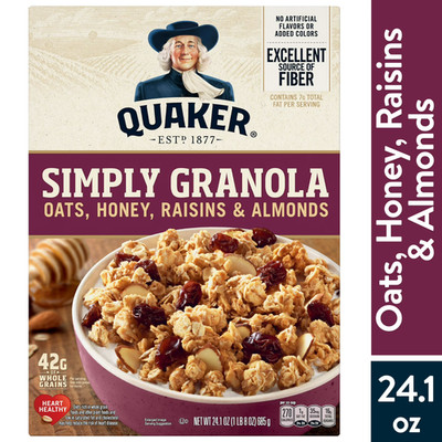 Quaker Simply Granola Breakfast Cereal, Oats Honey Raisins & Almonds, 24.1 oz