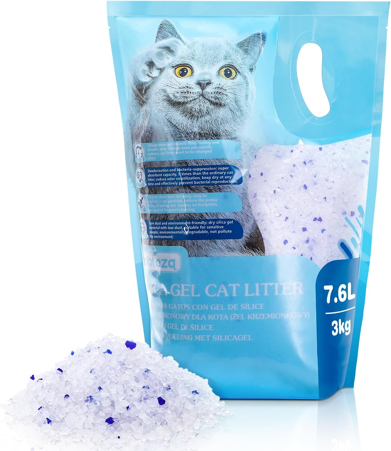 Lettiera Silice Diamantato per Gatti 7.6L | Stop agli Odori in Casa