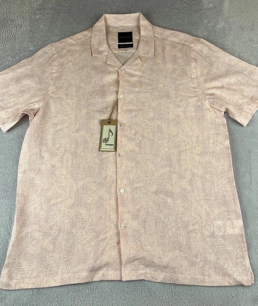 Stitch mens Rose Dust short sleeve button up shirt size Medium