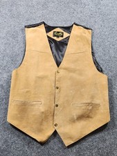 SCULLY Leather Vest Men XL Tan Brown Boar Suede Motorcycle Biker Western VTG