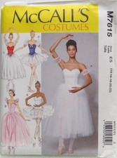 McCall's 7615 Misses' Ballerina dress, skirt, top costume pattern, 14-22, uncut