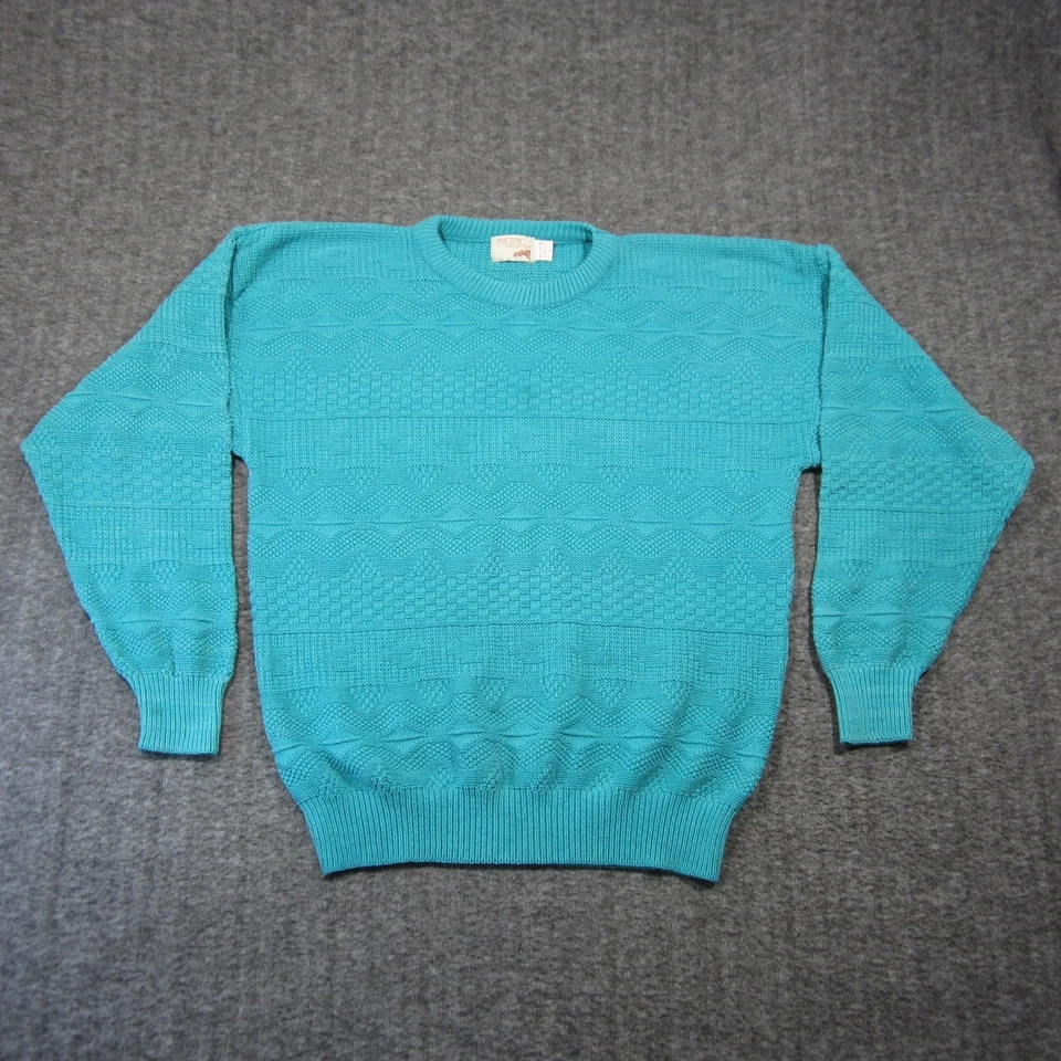 Suéter De Colección The Fox Colección Mujer L Turquesa Texturizado 3D Tejido Algodón EE. UU. Años 80 Foto 3 de 4