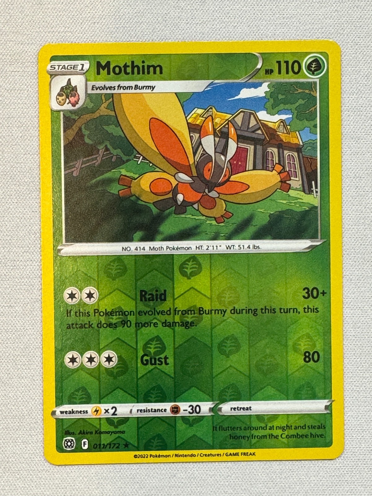 Mothim 011/172 Rare Brilliant Stars Pokemon Reverse Holo Near Mint